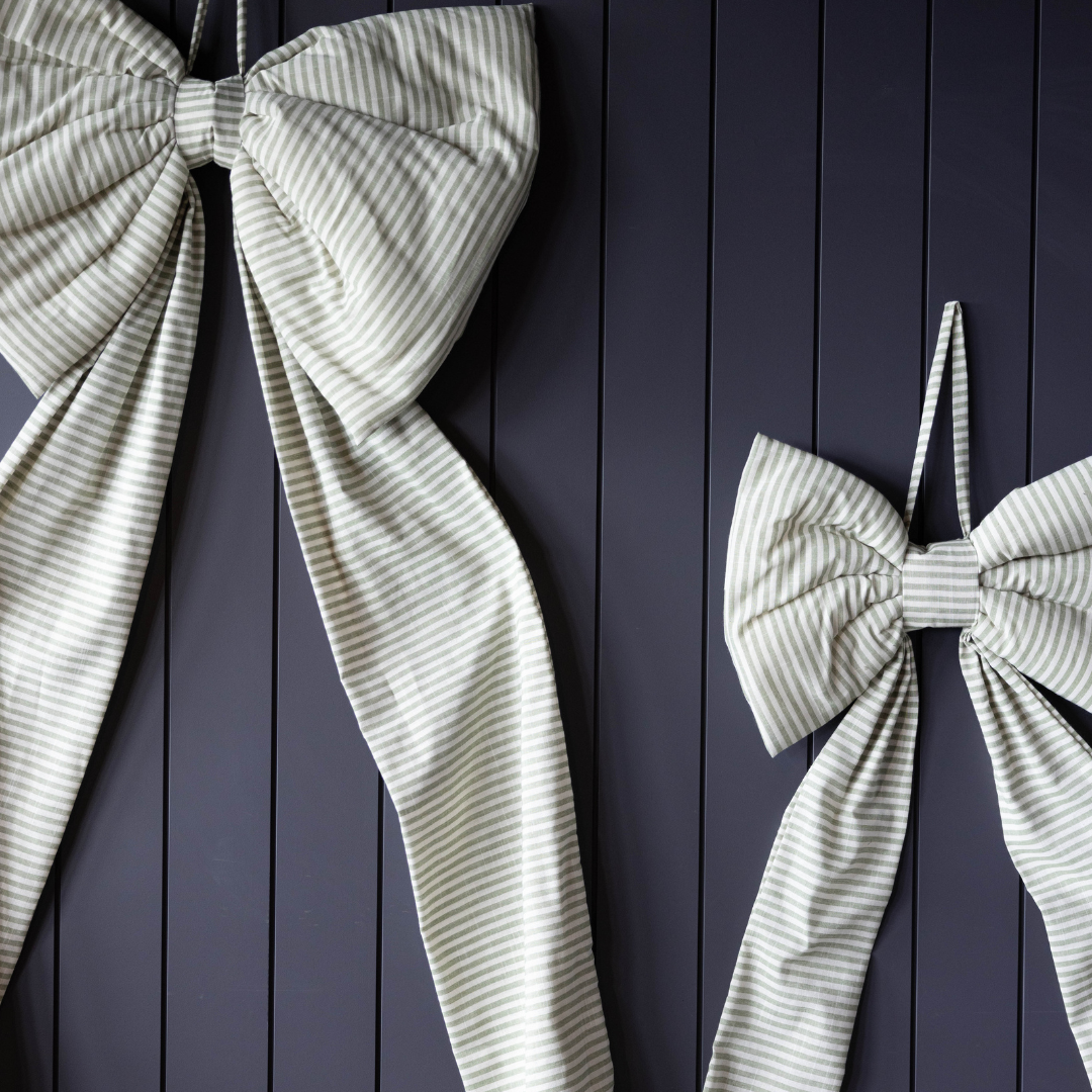 Oversized Green Striped Bow - Luxe B Co