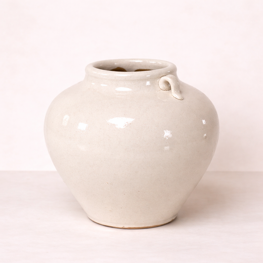 White Porcelain Jar With Two Handles - Luxe B Co