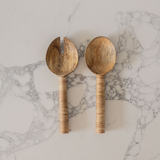 Rattan Salad Server Set | By Luxe B Co.