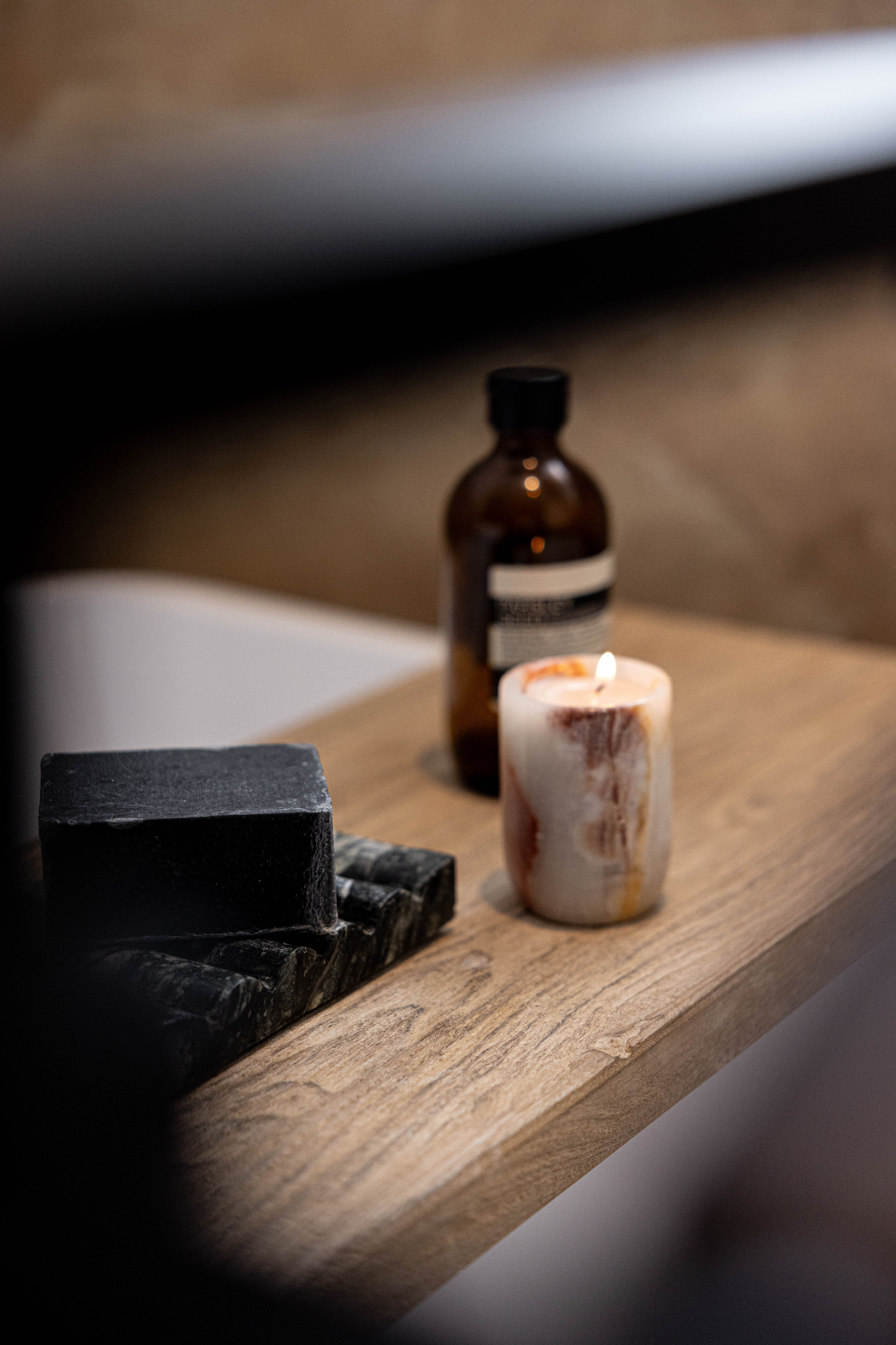 Reclaimed Elm Wood Bathtub Tray | By Luxe B Co.