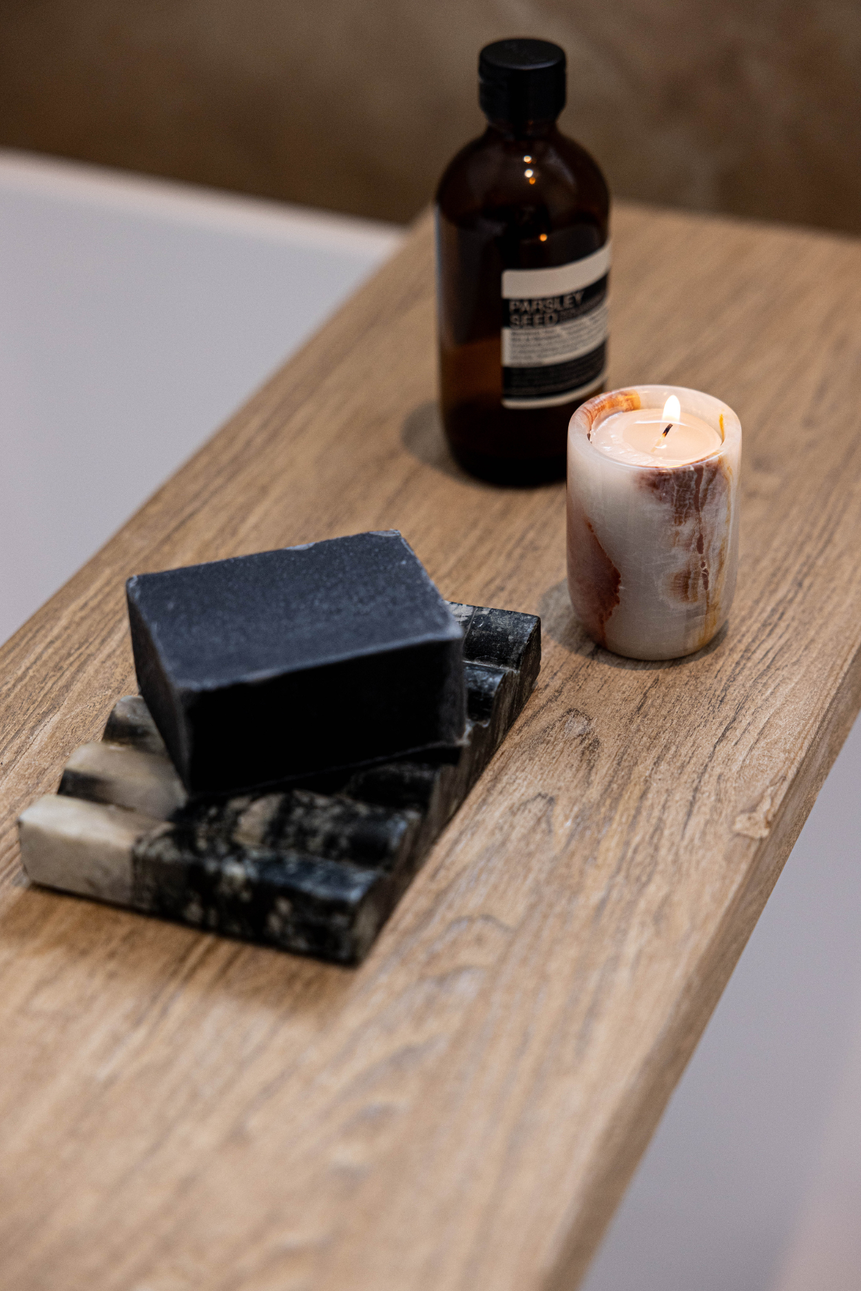 Reclaimed Elm Wood Bathtub Tray | By Luxe B Co.