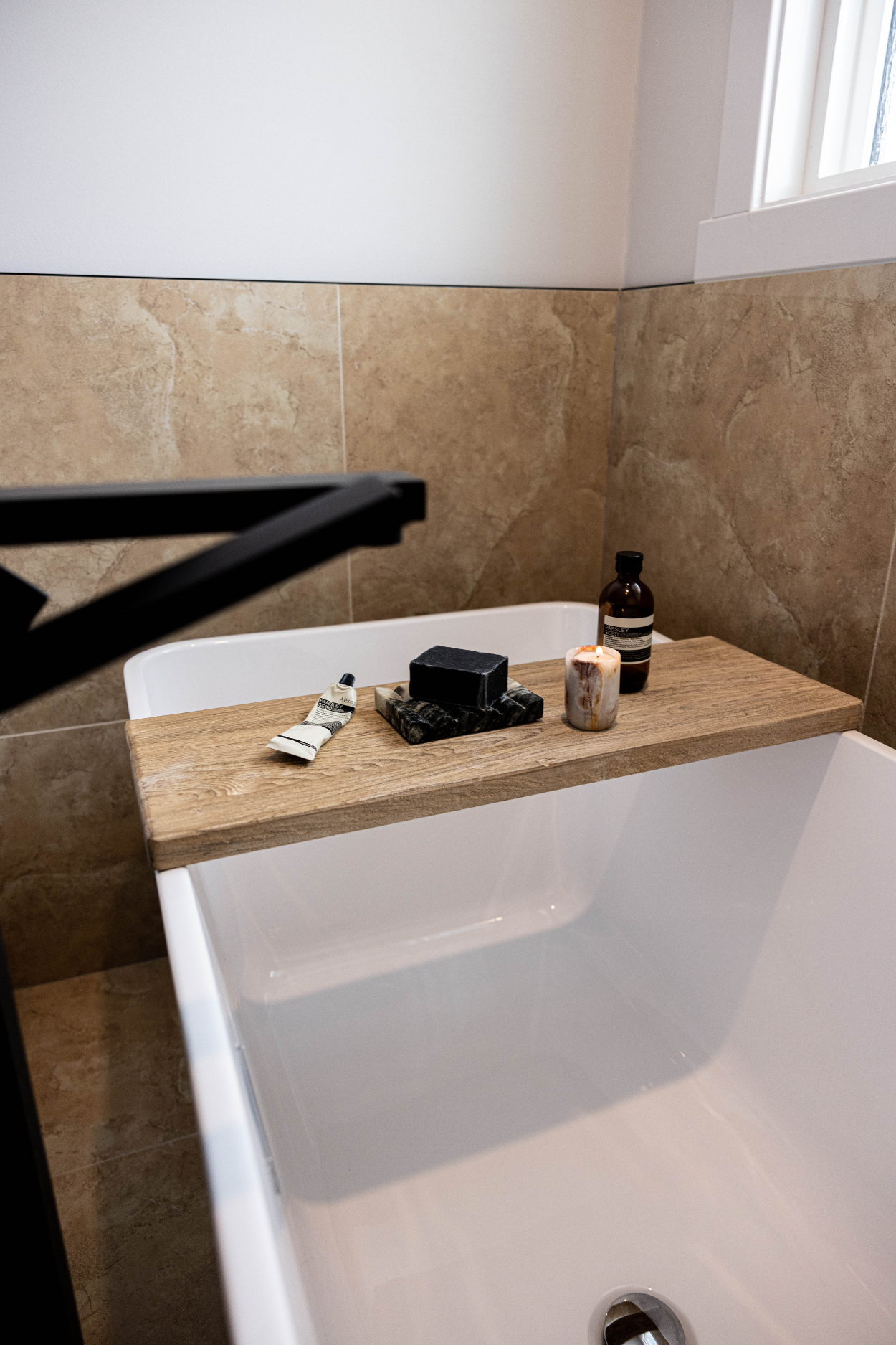 Reclaimed Elm Wood Bathtub Tray | By Luxe B Co.
