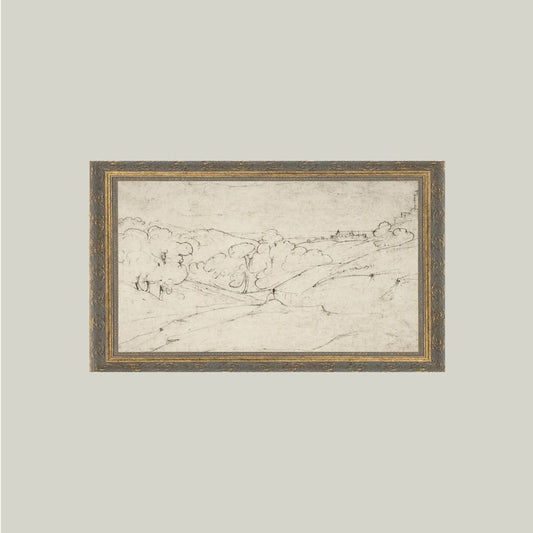 Rolling Hills Sketch Framed Antique Art - Luxe B Co