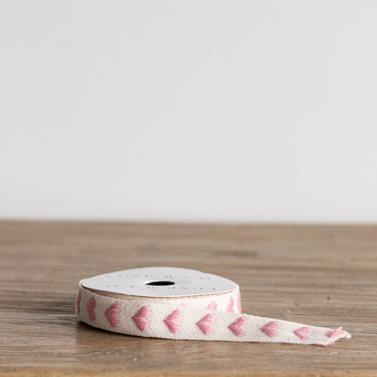Rosewood Pink Hearts Woven Ribbon | By Luxe B Co.