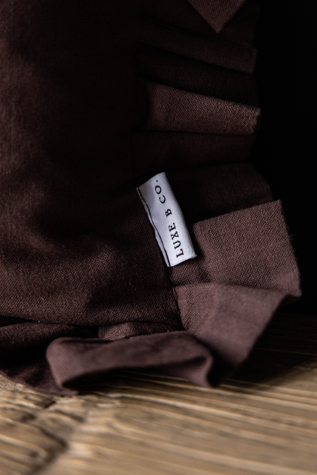 Ruffle Lumbar Pillow Cover Brown | By Luxe B Co.