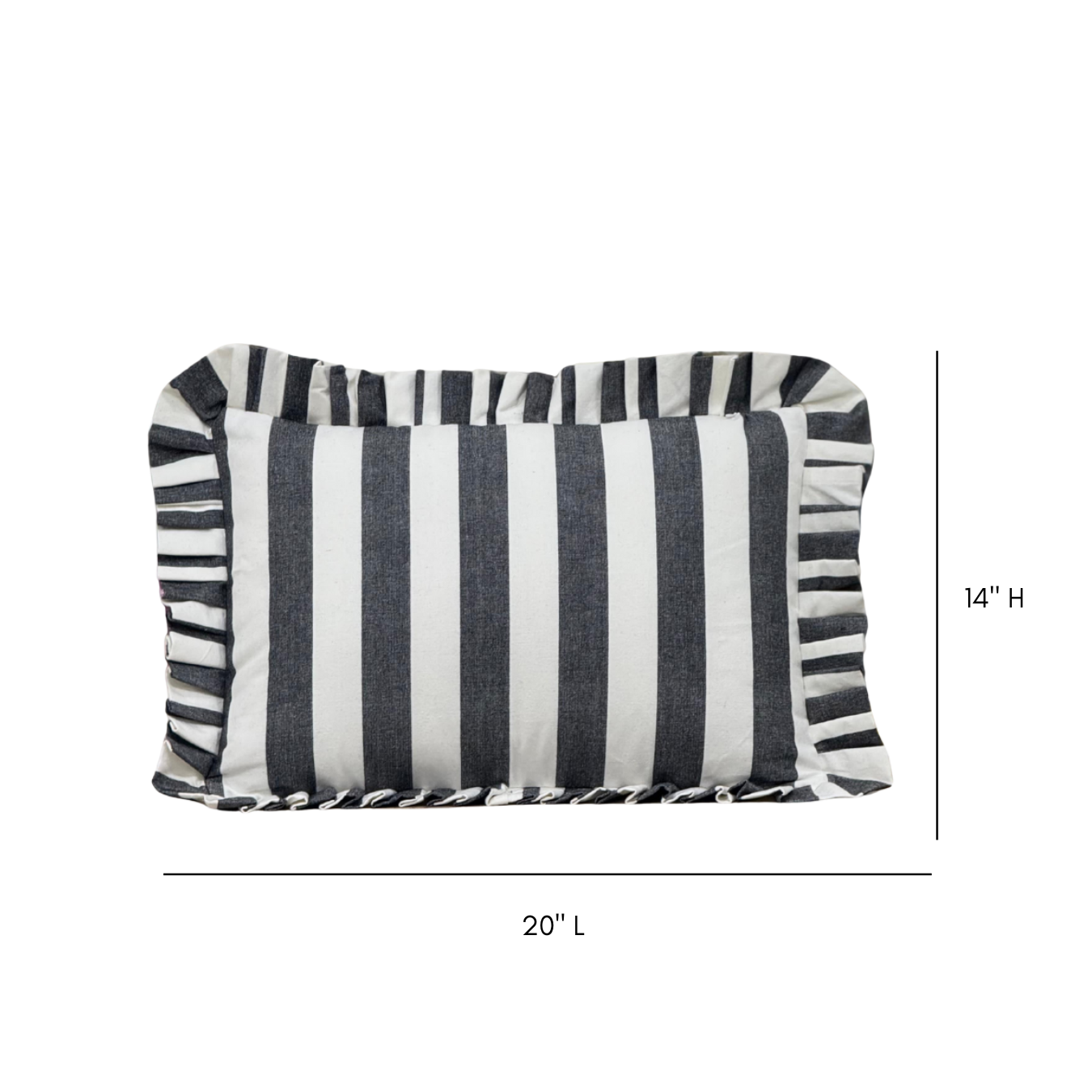 Ruffle Lumbar Pillow Cover Black Bold Stripe | By Luxe B Co.