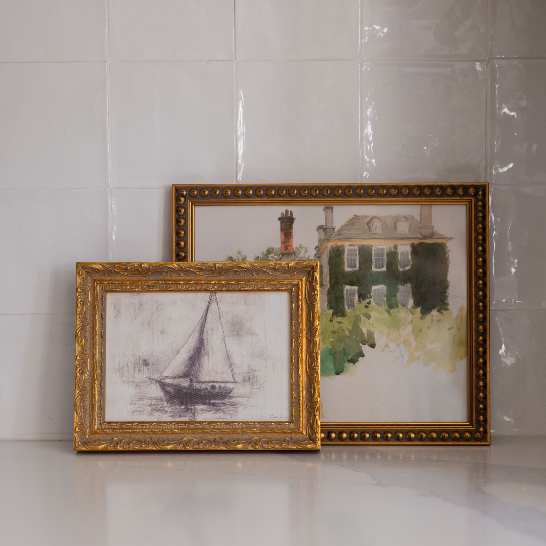 Sailing Sketch | French Brass Gold Mould Framed Art
