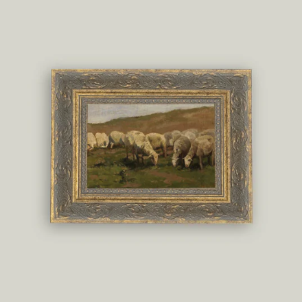 Sheep Landscape Framed Antique Inspired Art | By Luxe B Co.