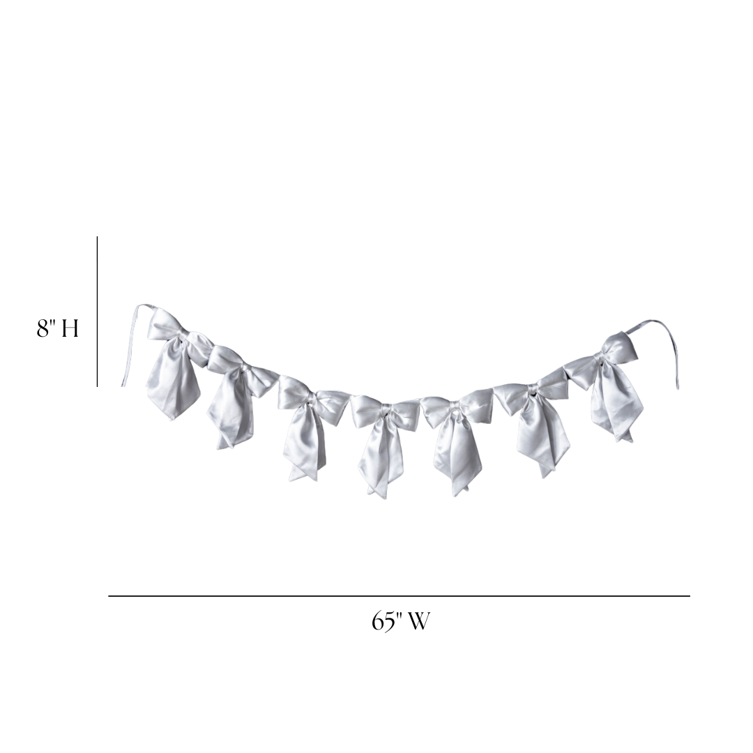 White Satin Bow Garland - Luxe B Co
