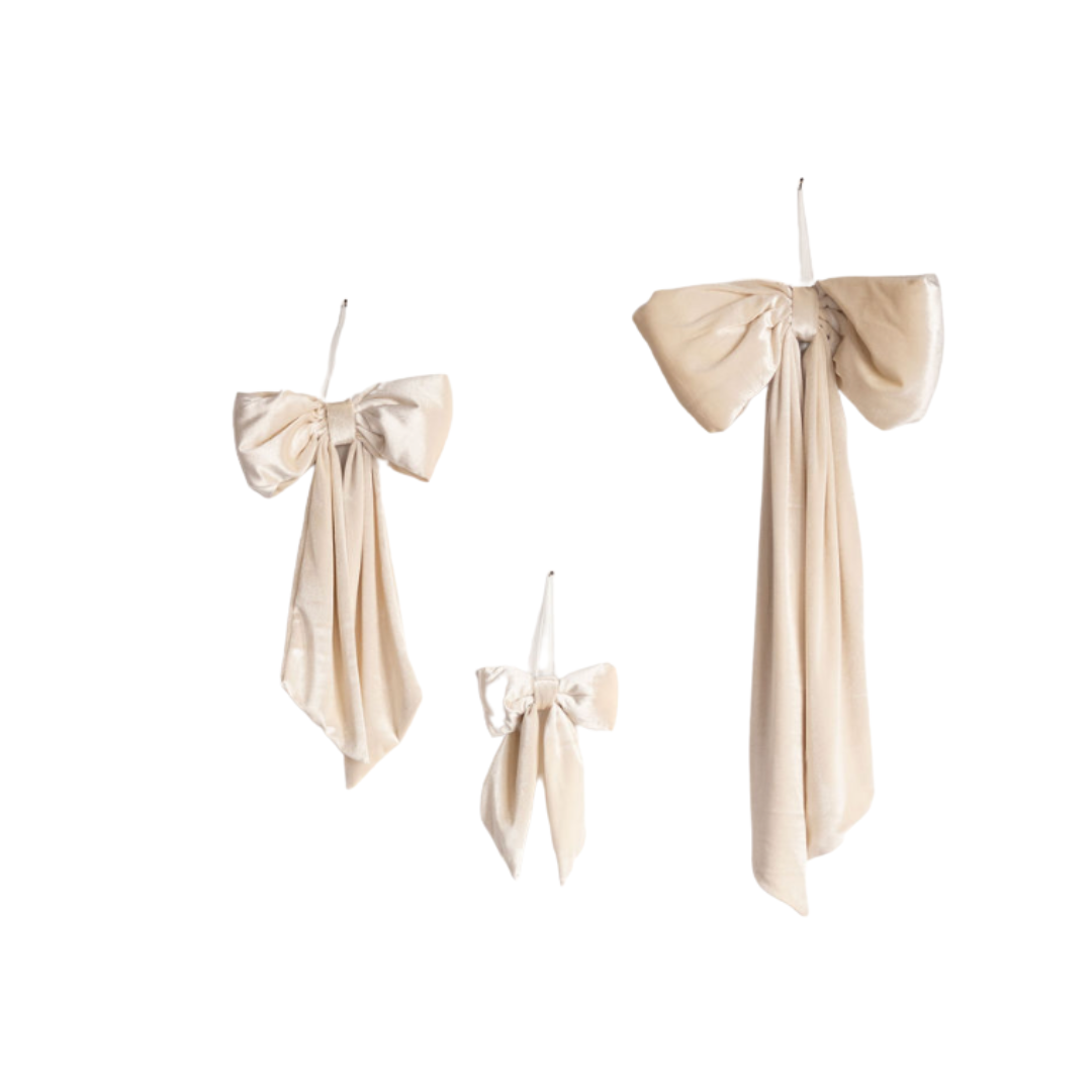 Cream Velvet Bows - Luxe B Co