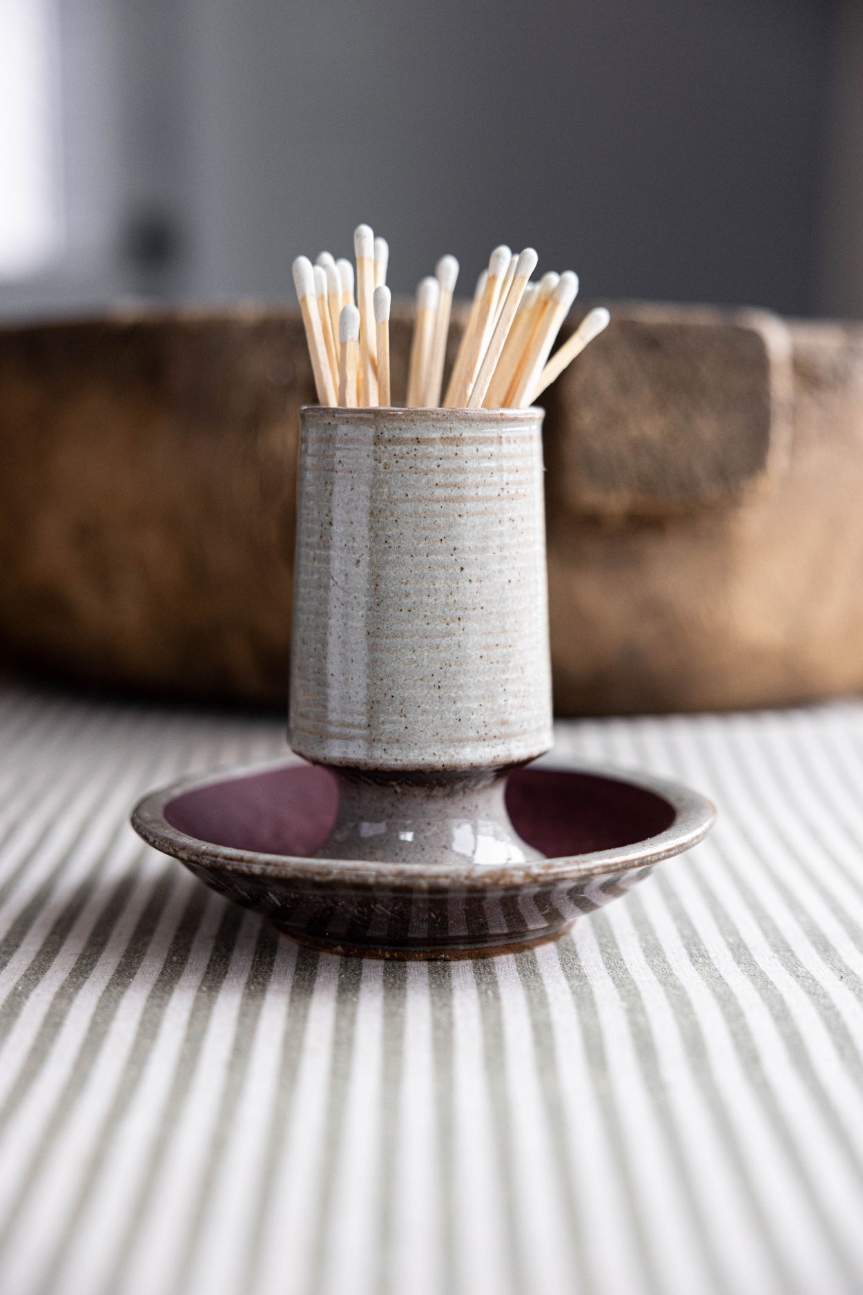Stoneware Match Holder w/ Striker | By Luxe B Co.
