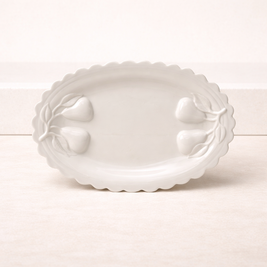 Stoneware Pear Scalloped Platter | By Luxe B Co.