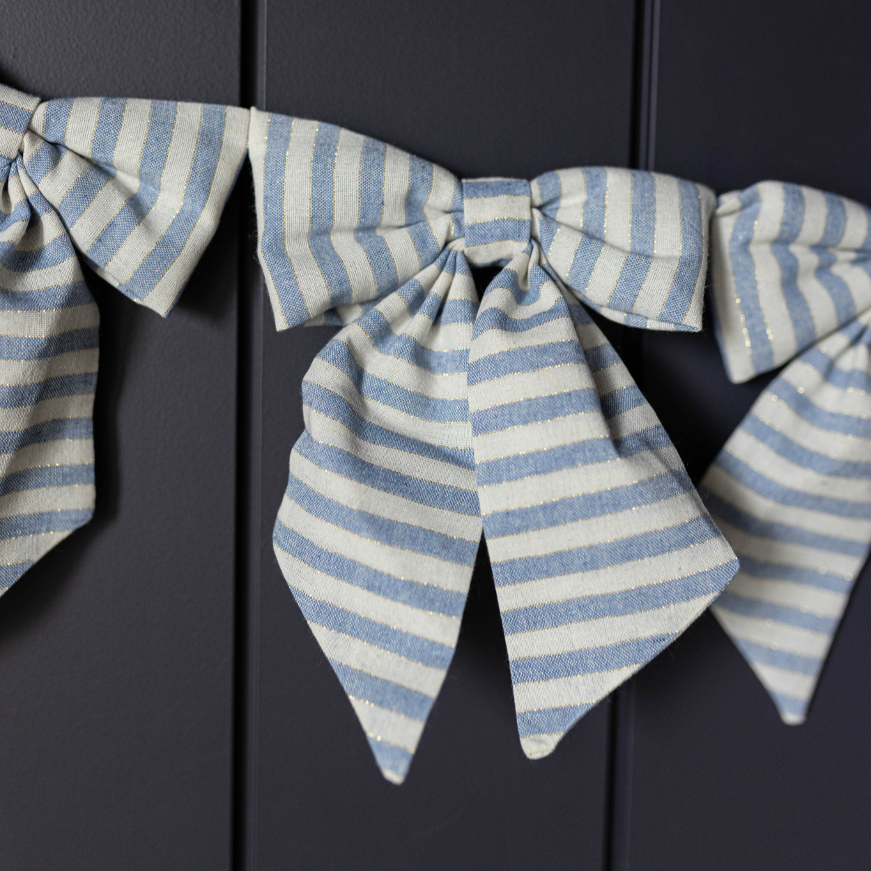Striped Blue Bow Garland  | By Luxe B Co.