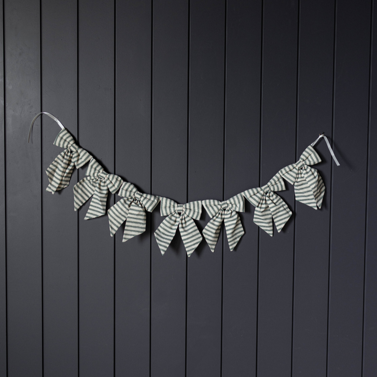 Striped Charcoal Bow Garland  | By Luxe B Co.