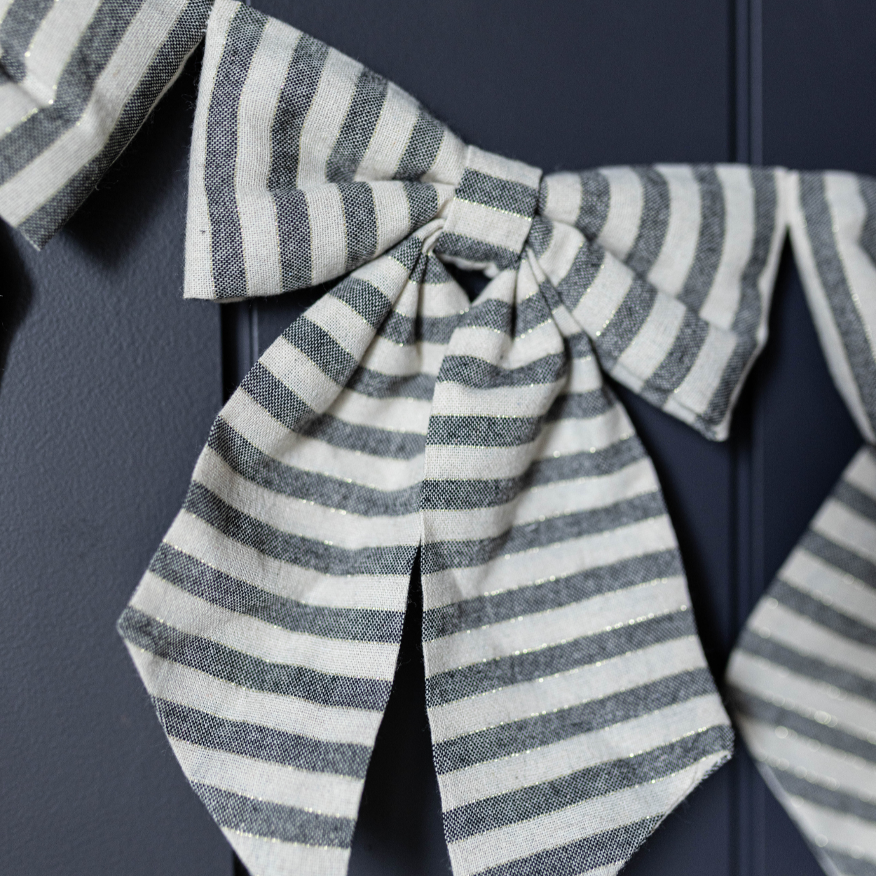 Striped Charcoal Bow Garland  | By Luxe B Co.