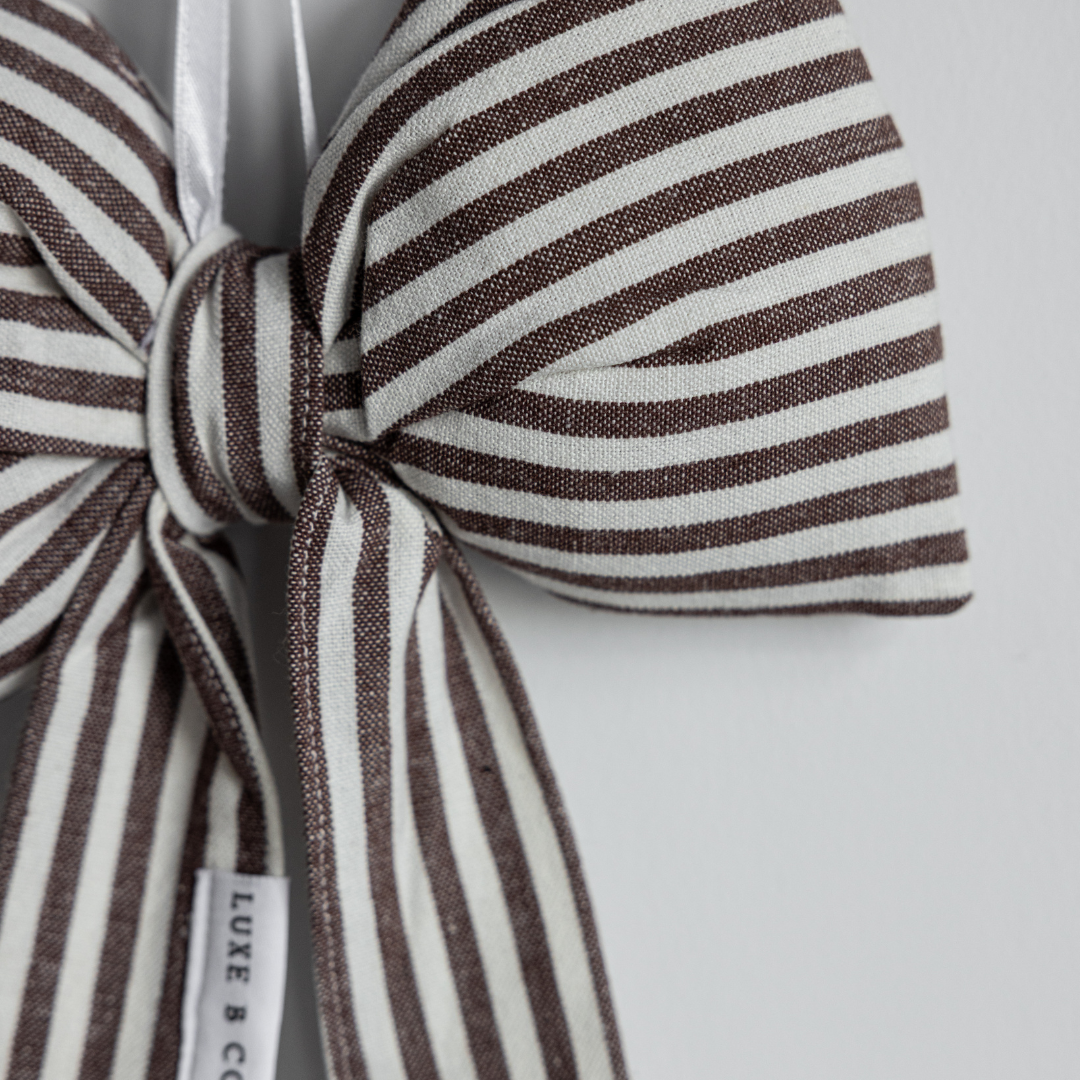 Striped Brown Fabric Bows | By Luxe B Co.