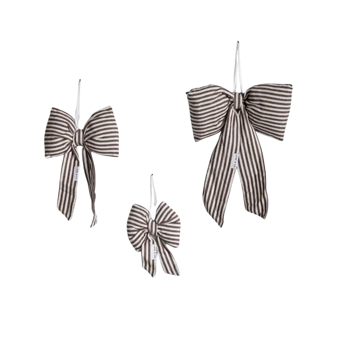 Striped Brown Fabric Bows | By Luxe B Co.
