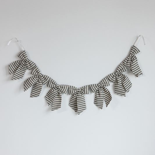 Striped Charcoal & Gold Bow Garland | By Luxe B Co.