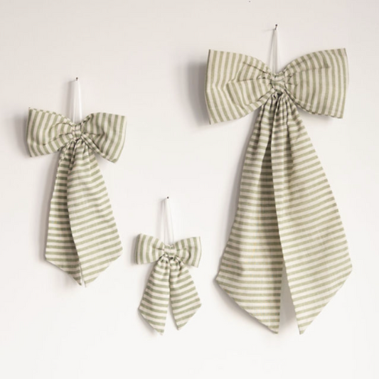 Striped Light Green Fabric Bows | By Luxe B Co.