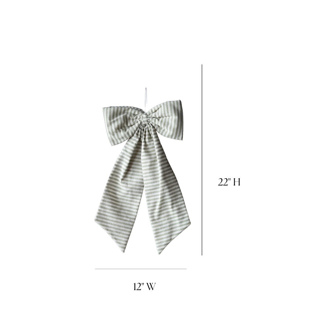 Striped Light Green Fabric Bows | By Luxe B Co.