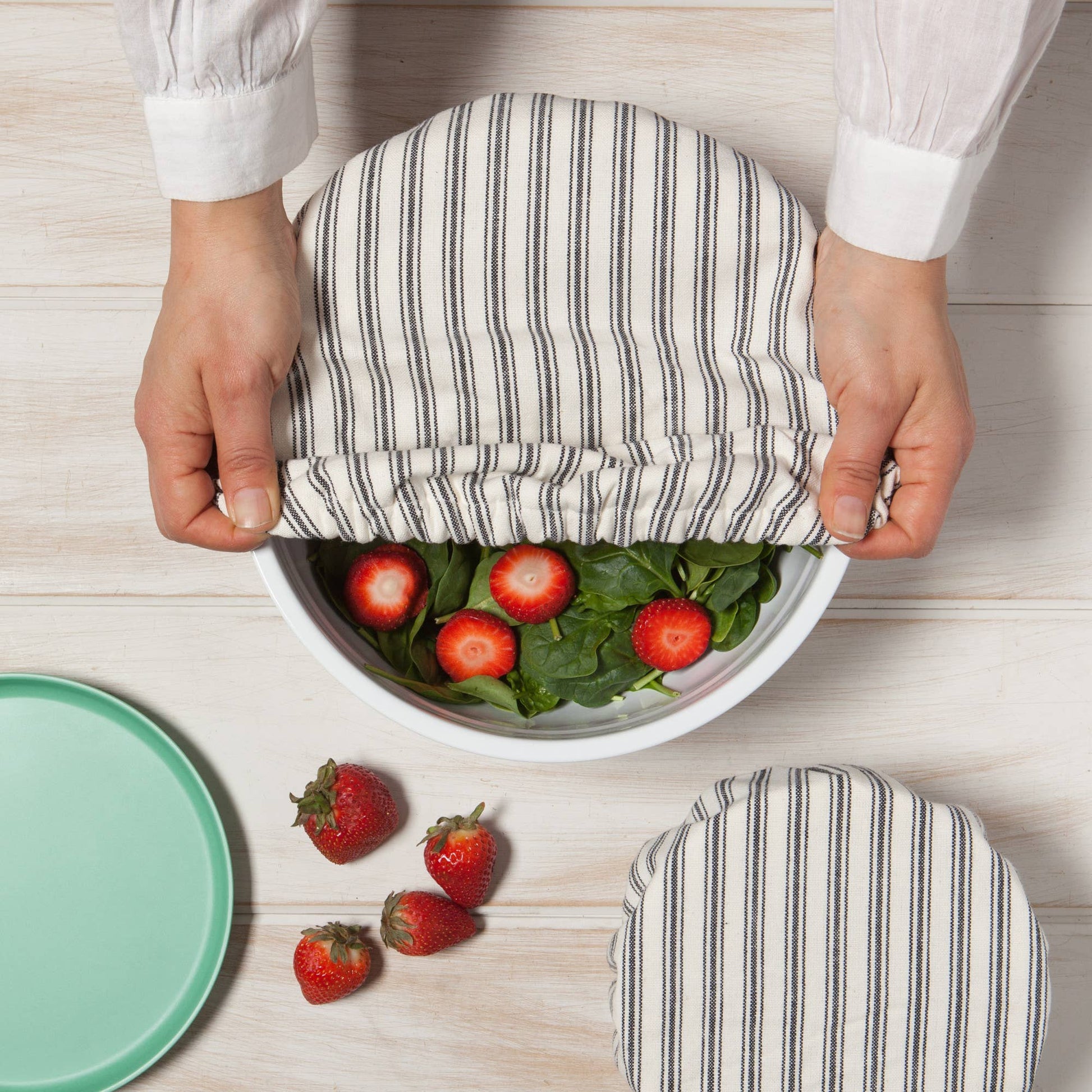 Ticking Stripe Bowl Covers Set of 2 | By Luxe B Co.