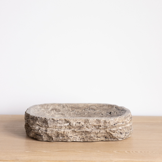 Titanium Travertine Organic Shaped Bowl By Luxe B Co.