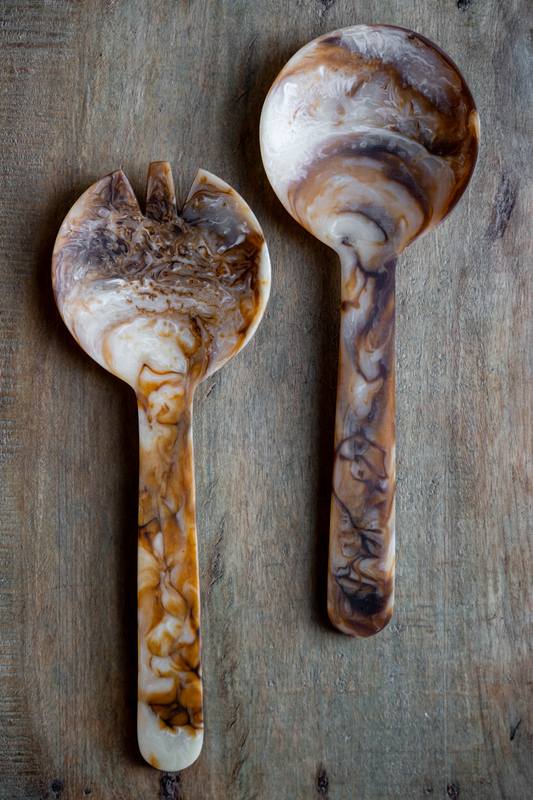 Tortoiseshell Salad Servers - Luxe B Co