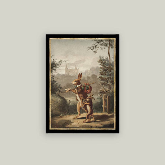 Traveling Rabbit Framed Antique Art - Luxe B Co