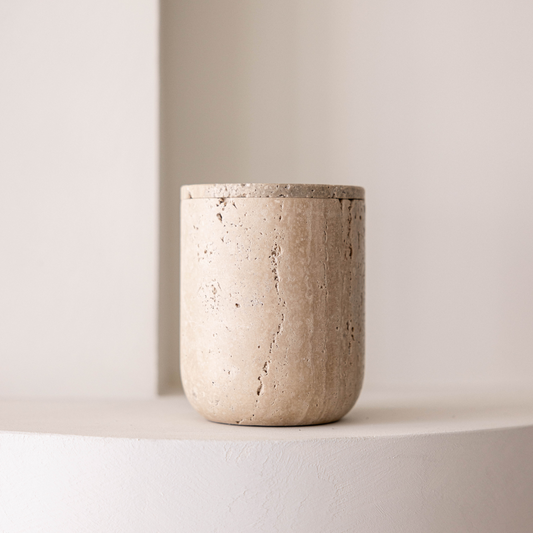 Travertine Lidded Canister | By Luxe B Co.