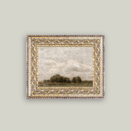 Tree and Cloud Landscape Framed Antique Art - Luxe B Co