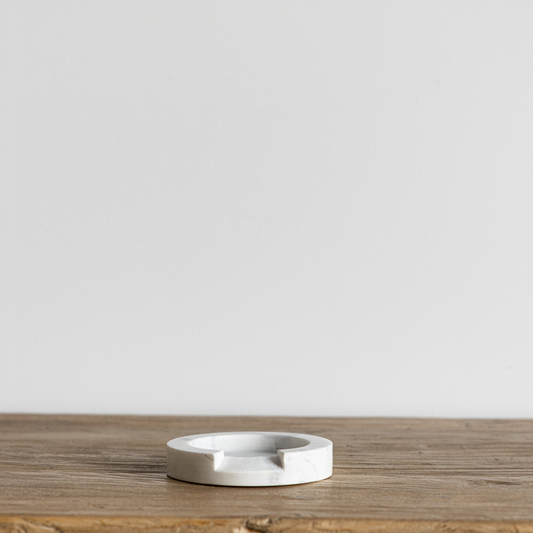Turned White Marble Round Spoon Rest | By Luxe B Co.