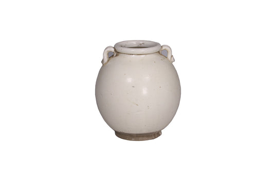 Two Handle White Round Jar | By Luxe B Co.