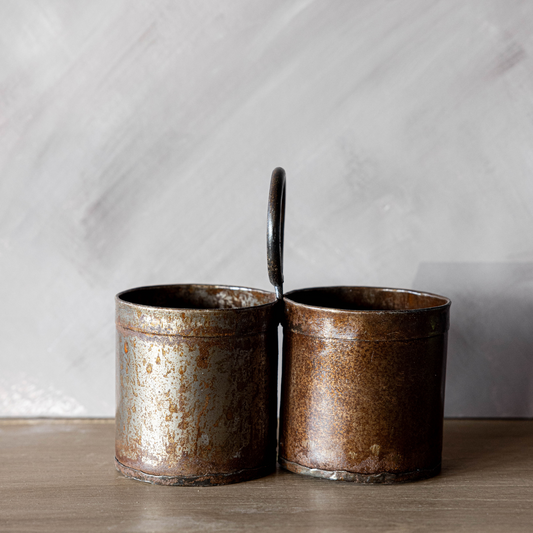 Vintage Dual Metal Pot Planter | By Luxe B Co.