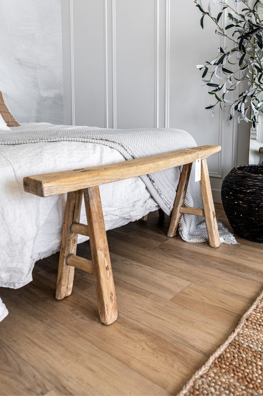 Vintage Inspired Skinny Reclaimed Wood Bench | By Luxe B Co