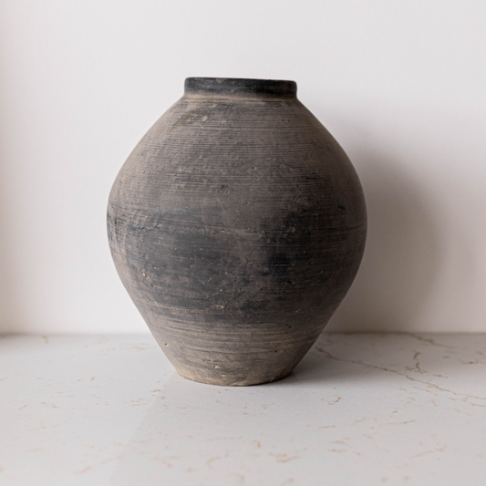 Vintage Round Grey Vase | By Luxe B Co
