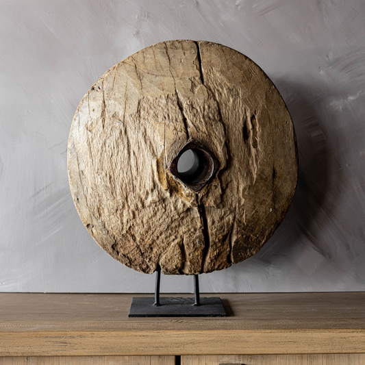 Vintage Wooden Wheel Stand | By Luxe B Co