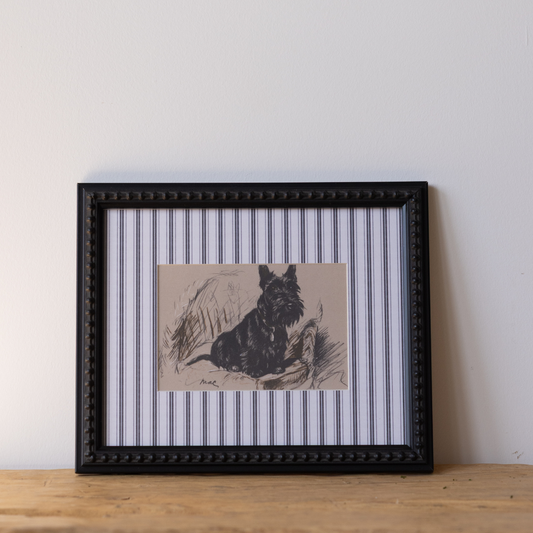 Vintage Country Terrier Striped Framed Art By Luxe B Co.
