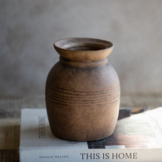 Vintage Inspired Brown Ceramic Vase | By Luxe B Co.