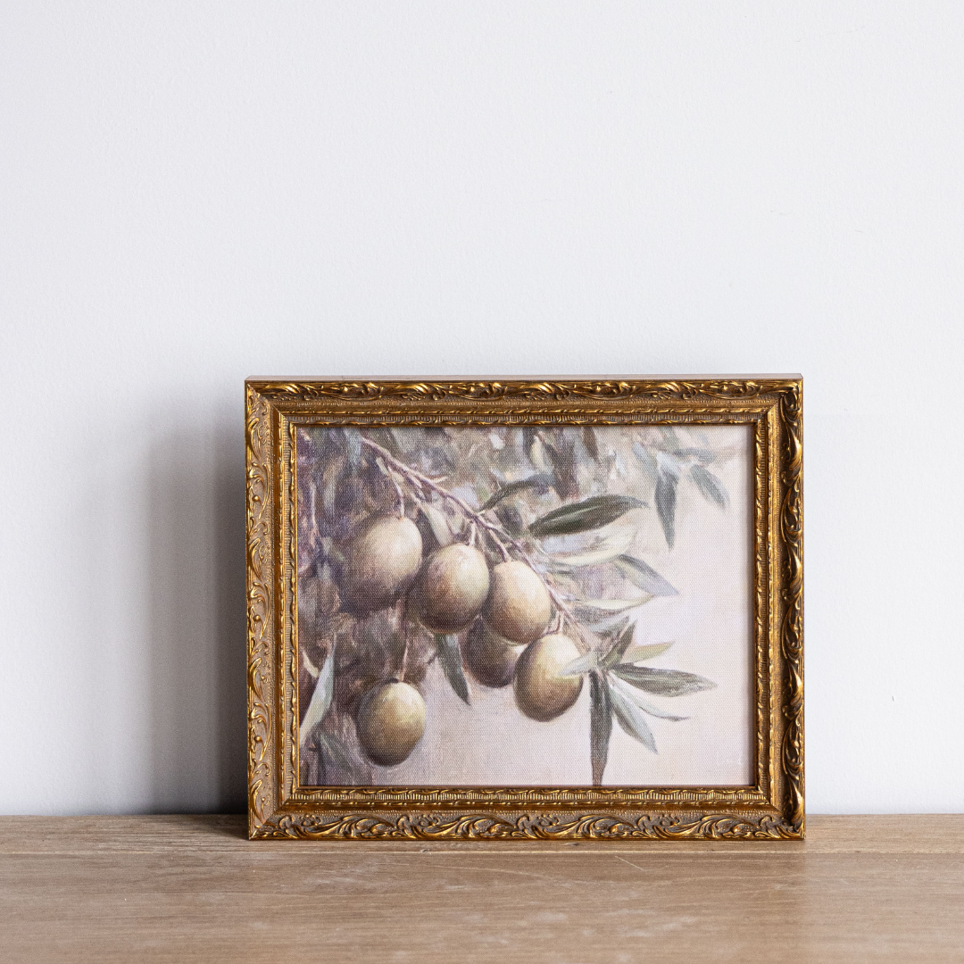 Vintage Olives | French Brass Gold Mould Framed Art | By Luxe B Co.