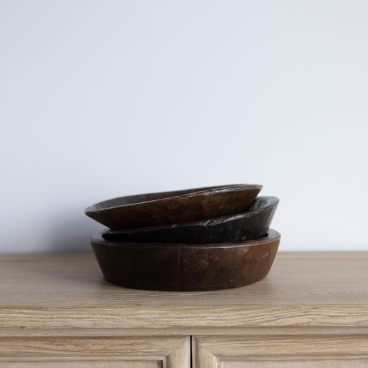 Vintage Round Wooden Bowl | By Luxe B Co