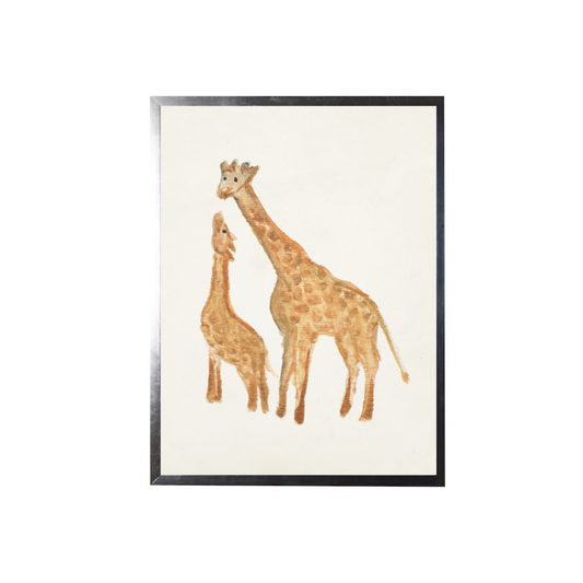 Vintage Watercolor Giraffes Framed Art | By Luxe B Co.