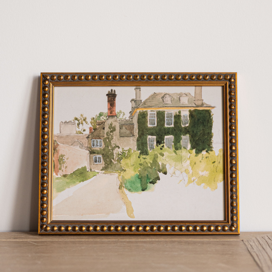 Vintage Watercolor Green House Framed Art | By Luxe B Co.