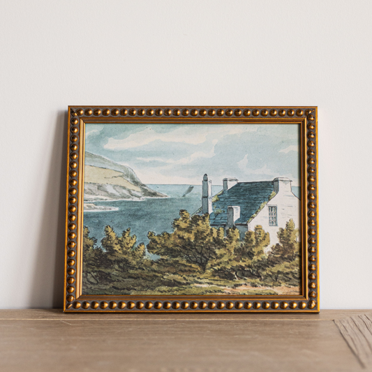 Vintage Watercolor Lakeside Property Framed Art | By Luxe B Co.