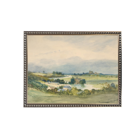 Vintage Watercolor Village Farmland Framed Art | By Luxe B Co.