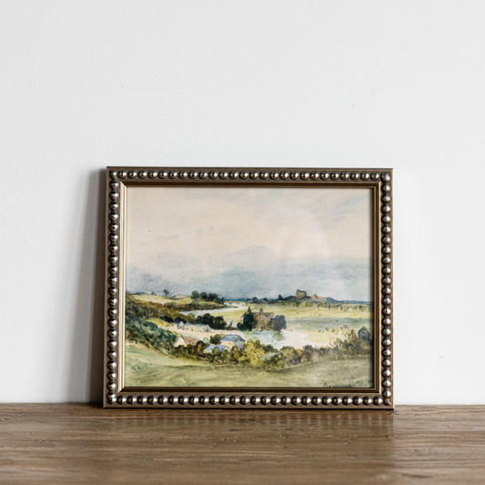 Vintage Watercolor Village Farmland Framed Art | By Luxe B Co.