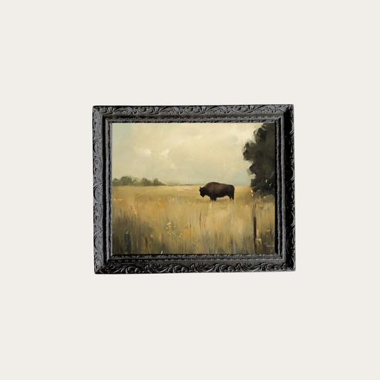 Grazing Bison | French Black Mould Framed Art - Luxe B Co