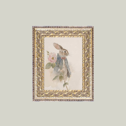 Watercolor Bunny Framed Antique Inspired Art | By Luxe B Co.