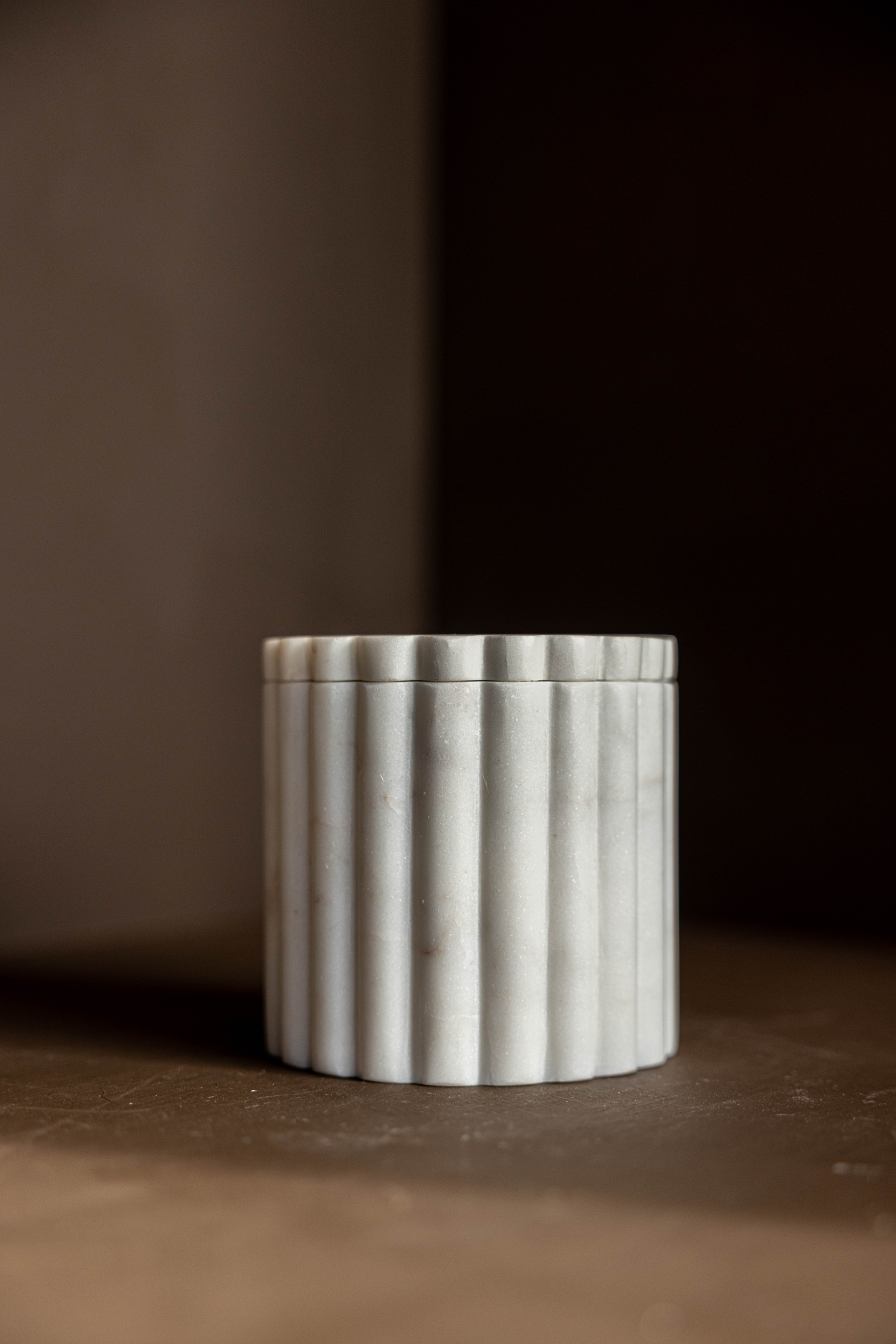 White Marble Fluted Jar | By Luxe B Co.