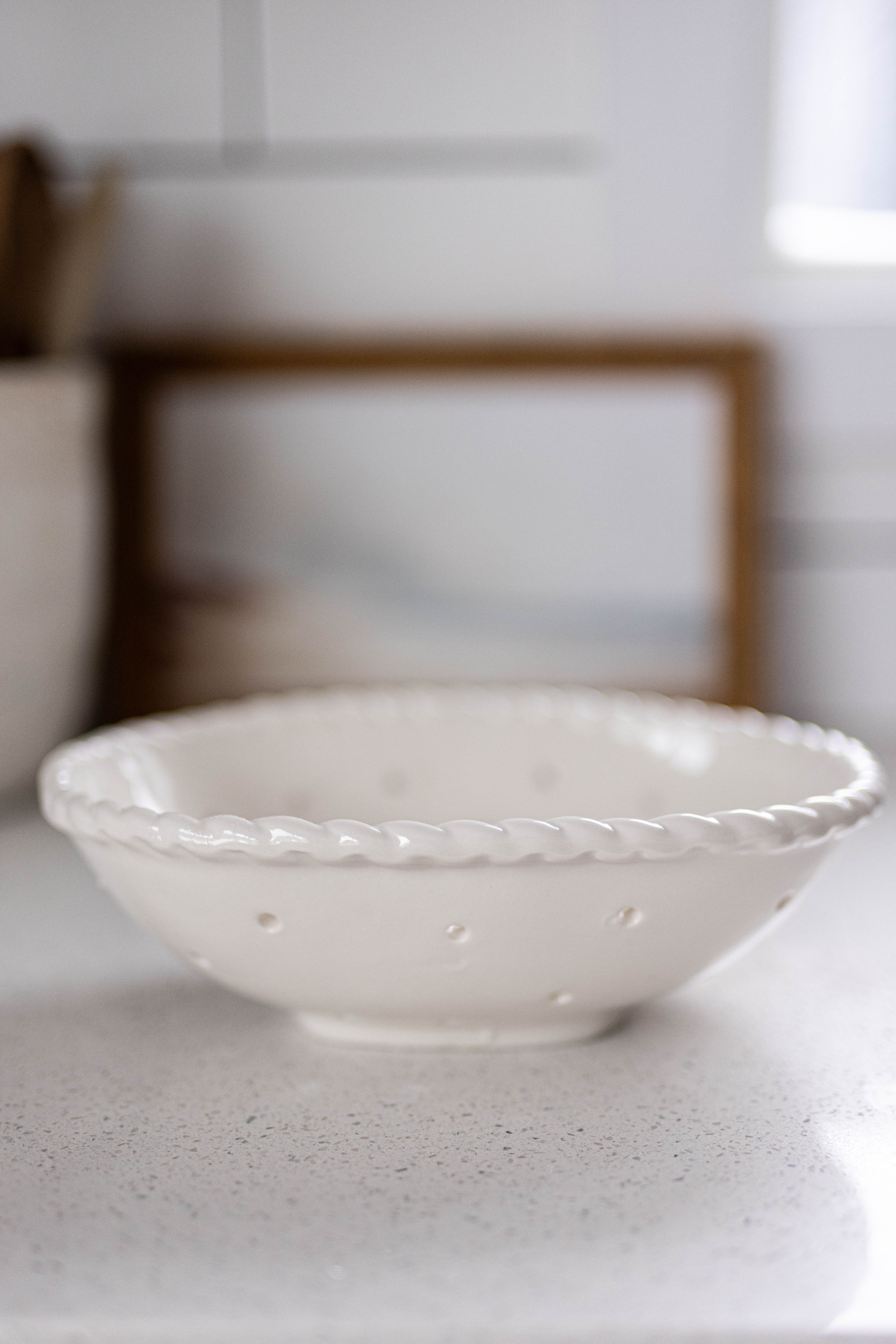 White Stoneware Berry Colander | By Luxe B Co.
