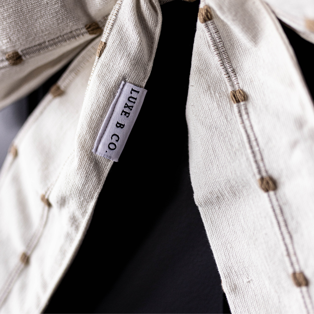 White & Light Brown Dotted Striped Bows - Luxe B Co